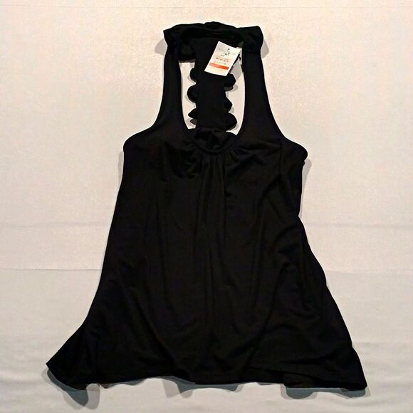 Ella Tops - Ella Moss Black Tiered Ruffle Flowy Racerback Halter Top M Nordstrom NWT